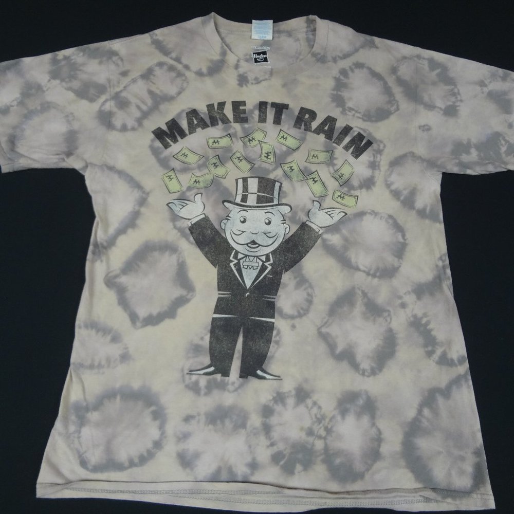 HASBRO MONOPOLY MAKE IT RAIN MR M GRAY REVERSE TIE-DYE MEDIUM SHIRT H1980